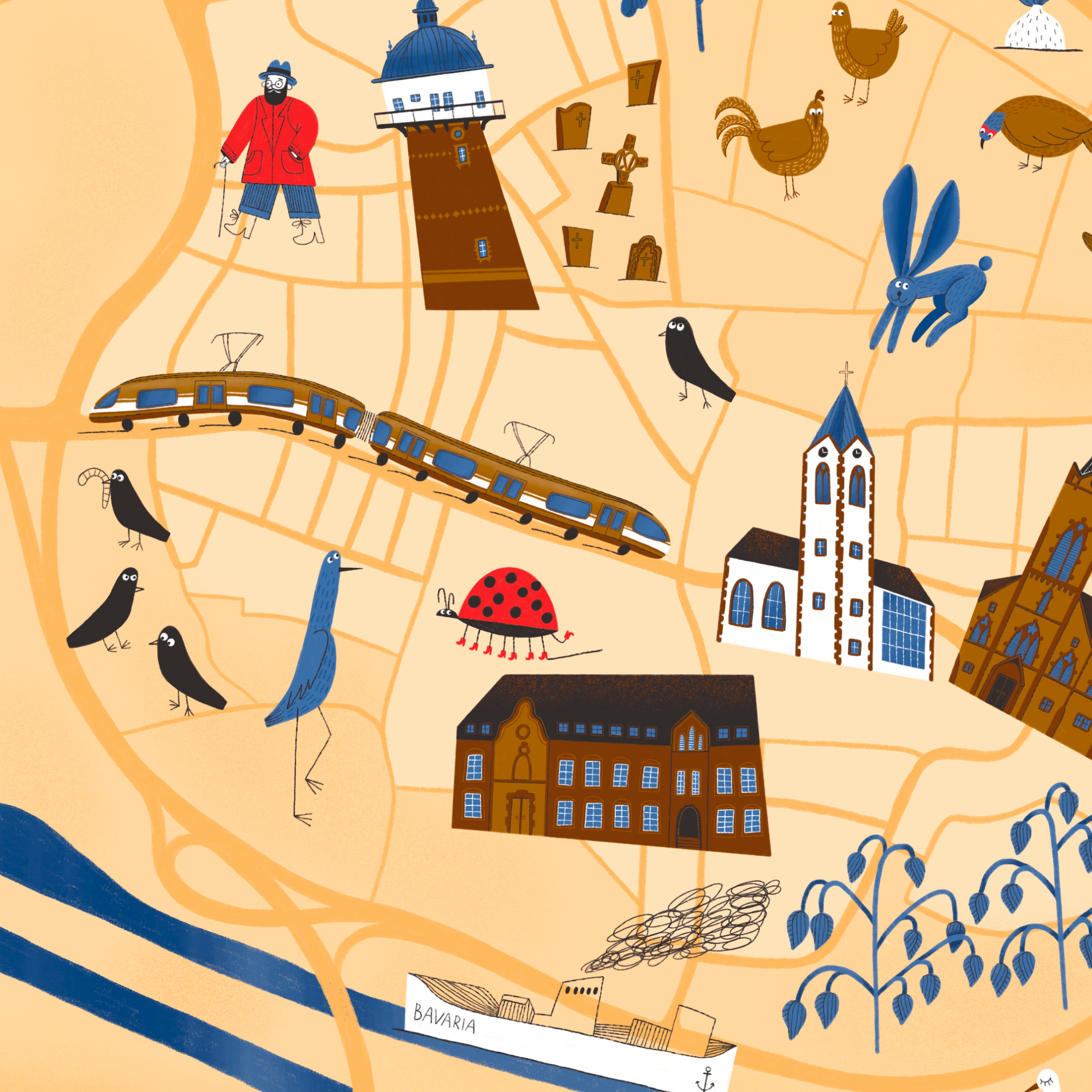 Feudenheim Illustrated Map